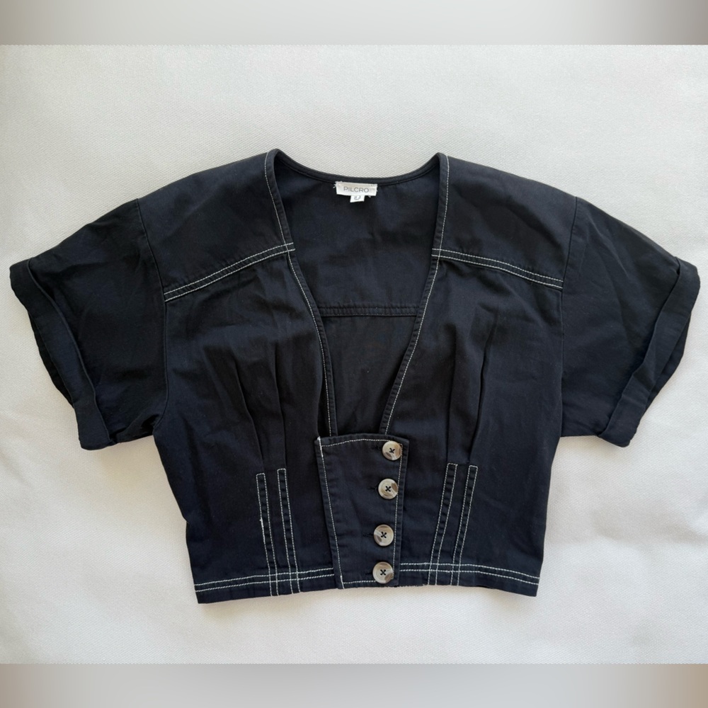 Anthropologie Button-Front Crop Top - Size 6
